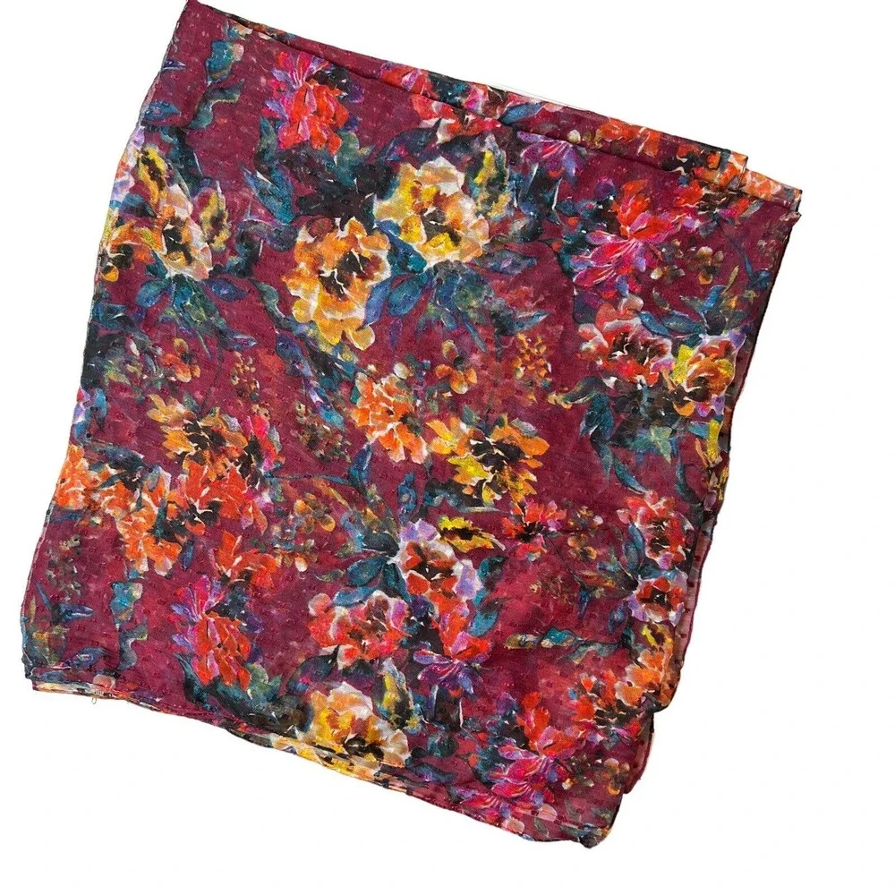 Giani Bernini Watercolor Floral Wrap Wine‎ New